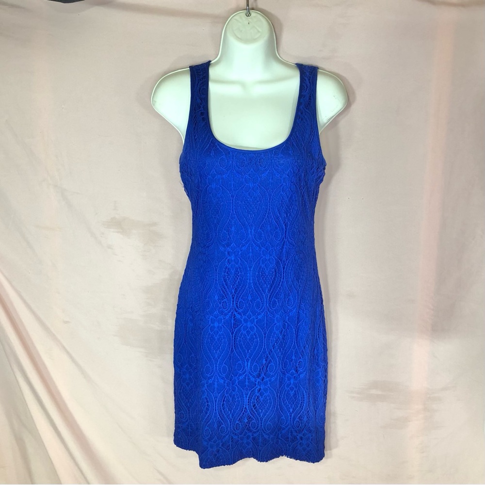 NWOT GUESS Royal Blue Lace Dress Cocktail Prom Semi- Formal Size Small XS